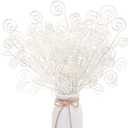 Sggvecsy 50 Pcs Christmas Tree Picks and Sprays 17 Candy Shape Curly Picks Glittery Faux Christmas Tree Stems Ornaments for Christmas Tree Ornaments DIY Crafts Wreath Xmas Holiday Home Decor (White)