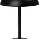 Portable LED Mushroom Table Lamp, Cordless Desk Night Light with 5200mAh Rechargeable Battery, Stepless Dimming Small Lamp with 3 Color and Brightness Control for Bedroom/Patio/Bar/Coffee shop (Black)