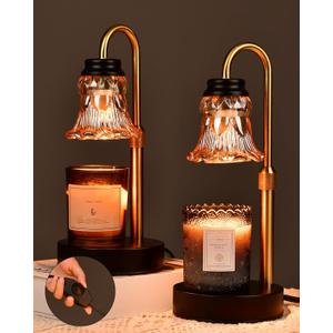 JACKYLED 2 Pack Candle Warmer Lamp with Dimmer, Height Adjustable Candle Lamp Warmer with Heating Bulbs for Scented Candles, Candle Jars, Wax Warmer Heat Lamp for Home Decor, Housewarming Gift