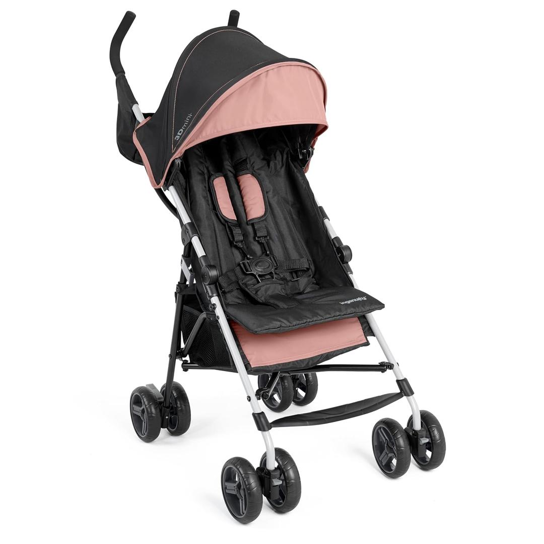 Ingenuity 3D Mini Convenience Stroller Lightweight Stroller, Compact Fold, Multi-Position Recline, Canopy with Pop Out Sun Visor and More Umbrella Stroller for Travel, Dusty Rose Pink