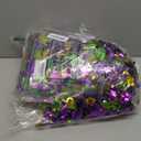 78.7 Feet Mardi Gras Decorations Mardi Gras Tinsel Garland with 120 LED String Lights Gold Purple Green Metallic Streamers Sparkling Glittering Hanging Decoration for Carnival Christmas Party (Face)