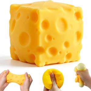 Cheese Squishy,Soft Squishy Cheese Block Squeeze Fidget Toy, Mini Stress Relief Sensory Toy - Fidget Novelty Toy and Gift for Kids and Adults