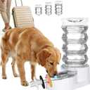 RIZZARI Gravity Dog Water Dispenser: Ion Exchange System with Activated Carbon-Helps Prevent Urinary Stones-8L Large Auto-Refill Stainless Steel Pet Waterer for Busy Owners-Living Room-Backyard