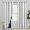 100% Blackout Curtains for Bedroom, White Silver Foil Pattern Curtains 72 Inch Length Living Room Darkening Thermal Insulated Metallic Silver Wave Print Drapes Grommet Window Curtains 2 Panels