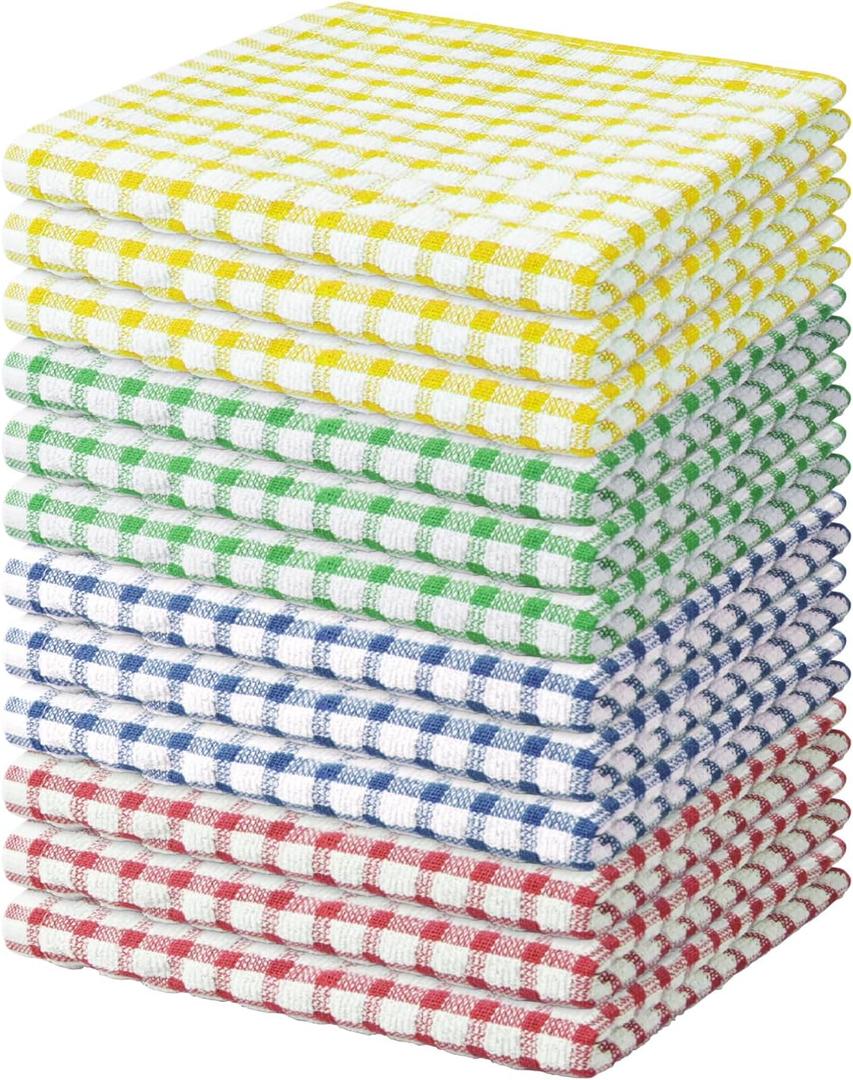 Nialnant 12 Pack Dish Rags for Washing Dishes,100% Cotton Soft Absorbent Quick Drying Dish Cloths for Kitchen,Cleaning Rags-11 x 11In