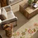 9x12 Area Rugs for Living Room: Washable Bedroom Rug Non Slip Floral Carpet