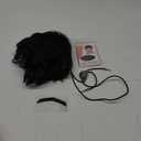 Short Black Wig for Men with Mustache and Bolo Tie for Mens Funny Costume 70s 80s Shag Cosplay Wig for Halloween Party