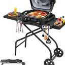 Grill Stand for Ninja Woodfire Outdoor Grills, Fits for Ninja OG700 Series OG701 OG705 OG750 OG751, Collapsible Outdoor Grill Cart for ninja Smoker, 22" Blackstone, Hooks
