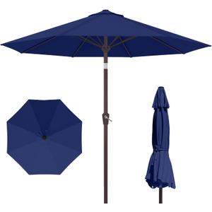 Kingdura 10FT Outdoor Patio Umbrella, Market Table Umbrella with Push Button Tilt and Crank, 8 Sturdy Fiberglass Ribs, UV Protection for Pool, Lawn, Deck, Backyard, Garden (Navy blue)