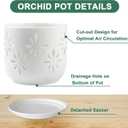 Orchid Pots with Holes, 5+6 Inch Orchid Pots with Drainage Holes and Tray, Effective Drainage and Ventilation to Assist New Plants or Repotting, Indoor/Outdoor Flower Pots -White