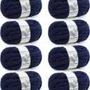 Cozyful Chunky Yarn for Hand Knitting - #10 Chunky Chenille Yarn, Jumbo Big Thick Chunky Yarns for Crocheting, Super Bulky Chunky Knit Blanket Yarns, 8 Skein (25 yds 8 oz Each Skein), Navy Blue
