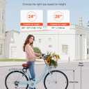 VEVOR Women Bike, 7-Speed and 1-Speed, 24-26 Inch Pink and Light Blue Beach Cruiser Bike, with Large Capacity Basket and Rear Rack, Adjustable Seat, Fits for Cycling, Exercise & Shopping