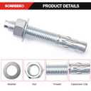 1/2" x 7" Concrete Anchors Wedge Anchor, Carbon Steel,30 Pcs