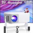 Mini Projector with WiFi and Bluetooth, AKIYO 2025 Upgraded Projector 1080P Support, 360 Rotating, Auto Keystone, Portable Projector for Home Theater/Outdoor, Compatible with iOS/Android/Laptop/PS5