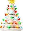 Joiedomi 12 White Christmas Ceramic Tree, Light up Tabletop Xmas Tree with 49 LED Lights, Ceramic Decor with Christmas Design, Xmas Holiday Indoor Office Table Centerpiece Decoration