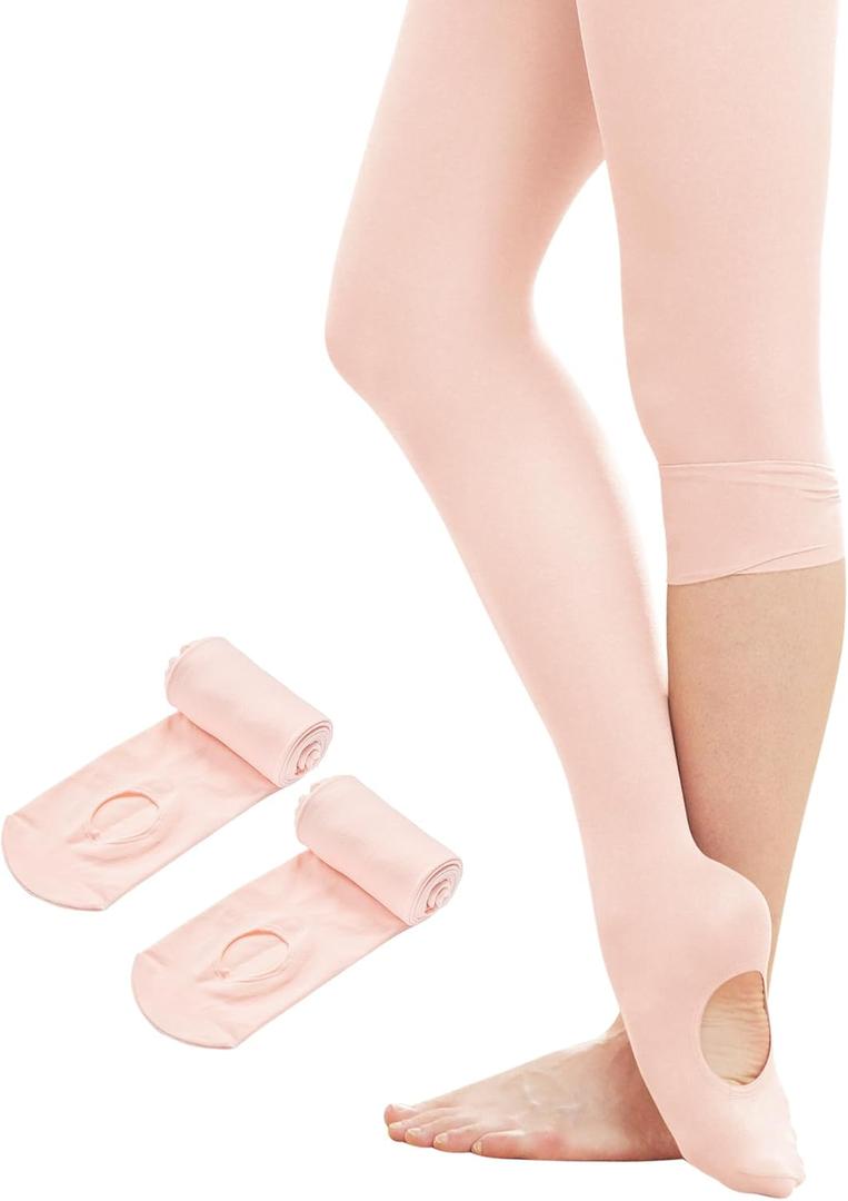 Stelle Women's Ballet Tights Convertible Dance Leggings Ultra Soft Pro Transition Tight (Pink, XS)