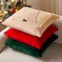DFXSZ Christmas Pillow Covers 18x18 Yellow Line Beige Christmas Tree Decoration Soft Plush Faux Fur Jacquard Throw Pillows for Bedroom Sofa Holiday Festivals Winter Home Decor PTK062C18