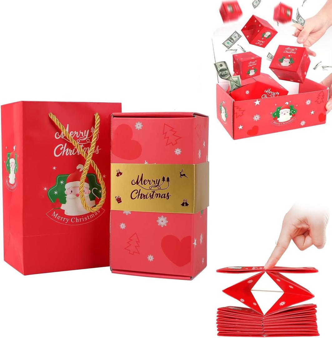 Gocikiko Surprise Gift Box Explosion for Money,Pop-Up Explosion Gift Box Surprise (10 Box Red) - Folding Bouncing Present Box for Christmas, Birthday, New Year & Anniversary Parties
