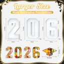 2026 Charcuterie Numbers Fillable, 13.78'' White 2026 Cardboard for Charcuterie, Number 2026 Tray for Chocolate Cookies Flowers Cupcakes Box with Graduation Cap, Class of 2026 Graduation Decorations