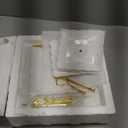 Tebery 2 Pack 3-Tier White Ceramic Embossed Dessert Cake Tower Stand with Gold Carry Handle, Cupcake Stand Serving Trays, Porcelain Party Food Server Display Holder