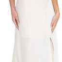 2025 Summer Women's Satin Off Shoulder Formal Dress Wedding Guest Elegant Butterfly Sleeve Split Cocktail Prom Midi Dresses (White, L)