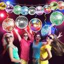 18 PCS Disco Party Decorations, Spiral Party Decorations, 70s Disco Ball Ceiling Decorations Hanging, Retro Dance Party Decor for 70s 80s Birthday Garland
