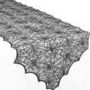 Halloween Table Runner, 72 Inches Long Black Lace Spider Web Table Runner Placemats Netting Backdrop Halloween Decorations Indoor Desk Centerpiece Kitchen Coffee Accessories Farbic Decor Topper