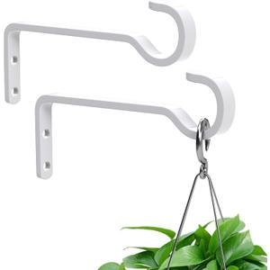 8 Inch 2 Pack Black Heavy Duty Outdoor Plant Hangers for Hanging Baskets, Iron Hanging Plant Brackets for Hanging Plants Outside, Metal Plant Hooks Plant Wall Hooks for Hanging Lantern, Bird Feeder