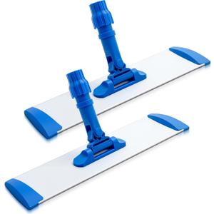 Pelopy 2 Pcs Aluminium Flat Mop Head 16'' Long Flat Mop Plate Frame Head Replacement with 360 Swivel Hook and Loop Fastening for Cleaning Hard Floors, Tiles, Wooden Floors, Marble