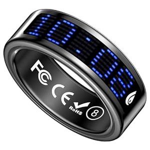 Yihou Smart Ring with Display Heart Rate Monitor Sleep Tracking Step Counter Call Number Display Multi-Sport Modes Gesture Control IP68 Waterproof Fitness Ring Health Tracking Ring for Men Women