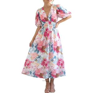 Sissyaki Women's Floral Maxi Dress 2026 Summer Spring Wedding Guest Dress, Size: XL
