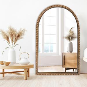 ironsmithn Gold Arched Mirror, 24"x40" Beaded Frame Arch Mirrors, Marlowe Decorative Accent Mirrors for Fireplace Bedroom Bathroom Living Room Entryway