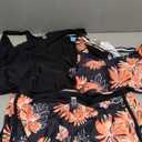 Yonique 3 Piece Athletic Tankini Swimsuits for Women with Shorts Swim Tank Tops with Sports Bra and Boyshorts Bathing Suits (X-Large, Pink Floral & Black)