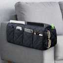 Sofa Armrest Organizer Non-Slip Arm Chair Bedside Caddy Storage Organizer for Recliner Couch with 14 Pockets for Cell Phone TV Remote Control Magazines (Black)