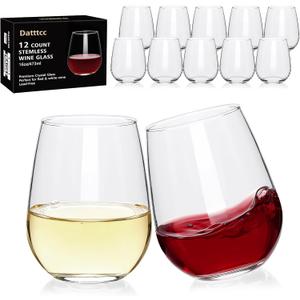 12 pack Stemless Wine Glasses,wine glasses set of 12,16oz wine glass For High-end Banquet, Large Wine Glasses,Party, Bar,Wedding,Ideal Wine Accessories Gift