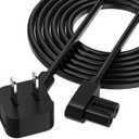 AGVEE 5ft TV Power Cord, 90 Degree Angled L-Shaped UL Listed 2-Prong AC Power Cable IEC C7 C8 Compatible with Samsung LG Sony Insignia Apple TV LCD LED, Vizio Roku JBL Partybox, Black