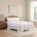 Laura Ashley - Twin XL Sheet Set, Crisp & Cool Cotton Percale Bedding for Year Round Comfort, Deep Pocket, Bed Sheets with Matching Pillowcase (Blossom Bliss Pink)