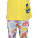 Unique Baby 2 Piece Girls Printed Leggings Outfit with Short Sleeve Shirt Kid and Toddler Clothes Set 5T