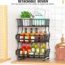 Gsiekare 3-Tier Rolling Pantry Organizer and Storage Cart with Wheels Stackable Wire Snack Cart for Kitchen, Pantry Shelves and Storage Rack for Fruit, Vegetables, Onion, Potato (1 Pack)