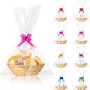 Yulejo 8 Pcs Empty Basket for Gifts Oval Woven Bread Basket 9 x 7 x 3 Inches 12 Colorful Bows 12 Gift Bags for Food Fruit Vegetable Kitchen Restaurant Bridal Shower Wedding Birthday Party picnics