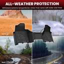 LASFIT Floor Mats 2019-2025 2026 for Ram 2500/3500 Crew Cab Bench Seat, Not for Bucket Seat or Model with PTO KIT or 4X4 Shifter, All Weather TPE Custom Fit Car Mats Floor Liners 1st & 2nd Row, Black