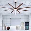 Carrefour 100 Inch Commercial HVLS Ceiling Fan with Light,No Light Option
3CCT,8 Aluminum Blades,Remote and Wall Control,6 Speed,Reversible,Timer,3‑size Downrods for Living Room,Garage & Patio,Brown