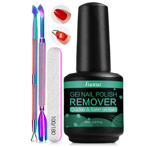 FANISN Gel Nail Polish Remover with Tools, 15ml (0.5 fl oz)  AcetoneFree, Quick Removal in 25 min, No Foil Soaking Needed, Safe for Natural Nails，Home DIY Use
