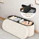 GLAXYFUR Storage Ottoman Bench, 43 Inch Upholstered Entryway Shoe Seat, End of Bed Stool Blanket Chest for Living Room, Hallway, Sherpa White, 43.3"D x 15"W x 15"H