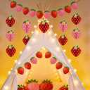 13PCS Strawberry Party Decorations Honeycomb Balls Banner Berry First Birthday Hanging Decor Table Centerpieces