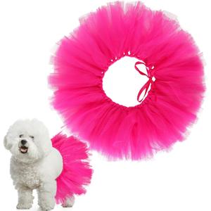 Dog Tutu Tulle Tutu for Dogs Small Large Medium Puppy Dress Ballerina Costume Skirt for Holiday Puppy Cats Bunny Pet Outfit Birthday Wedding Party Photo Prop Supplies(Hot Pink)