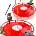 eWonLife Hummingbird Feeders for Outdoors, 2 Pack 16 oz Leak-Proof Dish-Style Humming Bird Feeder with Built-in Ant Moat, 5 Bee Proof Feeding Ports, Easy Clean, BPA Free Plastic, Garden Decor for Mom (Pure Red)