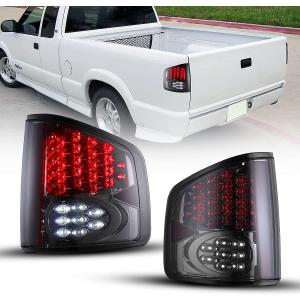 Nixon Offroad LED Tail Lights for 1994-2004 Chevy S10 / GMC Sonoma & 1996-2000 Isuzu Hombre, S10 Pickup Rear Brake Lamps Replacement Assembly, Driver & Passenger Side (Chrome Housing/Smoke Lens)
