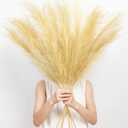 9 Pcs 45" Tall Pampas Grass Gold Decor, Long Stem Artificial Flower Floor Vase Large Faux Floral Pompas Fake Plants Dried Bouquet Arrangement Vase Filler for Boho Home Wedding Decoration