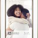 Malden International Designs 5x7 White Metal Picture Frame Shiny Gold Finish